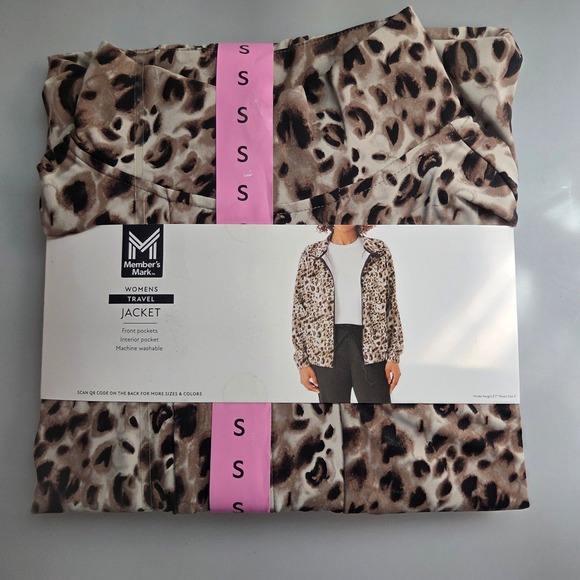 Member's Mark Jackets & Blazers - Members Mark‎ Womens Travel Jacket Small Leopard Print Full Zip Lightweight NWT